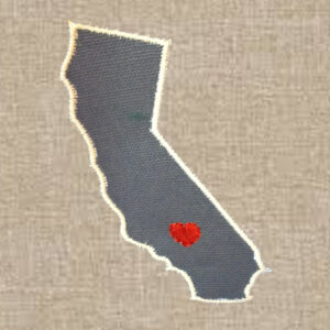 California appliqué and embroidery design with optional heart 7 styles and sizes