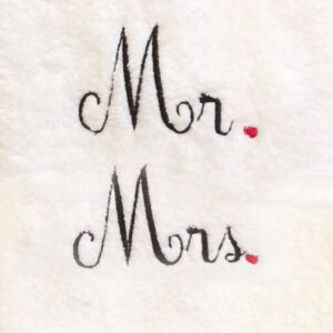 Cursive, Modern Mr and Mrs machine embroidery designs for newlyweds, for the perfect wedding shower gift.