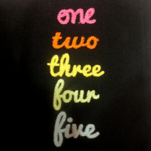 Set of numbers in cursive (one through five) machine applique and embroidery designs in many sizes and styles.