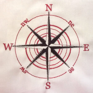 Cool nautical compass machine embroidery design in 4 sizes.