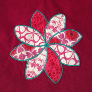 Flower applique design – 8 leaf design – fun and funky applique of an abstract flower – in two sizes