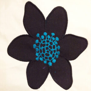 Funky, mod flower Appliqué Designs – 2 different styles in 3 different sizes. These groovy, 60s style flowers are bold and lovely.