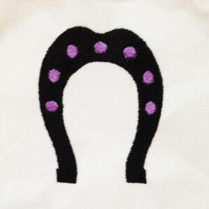 Horseshoe (or horse shoe) or lucky charm applique and embroidery design in 3 different styles and sizes for a Western cowboy or cowgirl