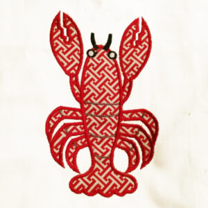 Adorable lobster machine appliqué design in 4 Sizes.  Stitch out this crazy crustacean on an apron or some kitchen towels.