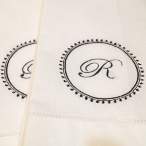 Elegant, modern modern single initial monogram. Great monogram design for linen towels.  Perfect monogrammed gift