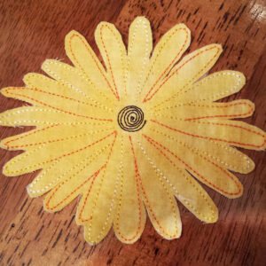 Simple, quick and cute scribble daisy applique design in 3 sizes – darling triple stitch flower applique design