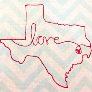 Texas Love Triple Stitch (designed for raw edge) Machine Applique Design in Four Sizes