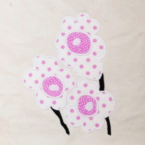 Mod flower applique design in five sizes. Groovy, retro 1960s flower applique design for embroidery machines.