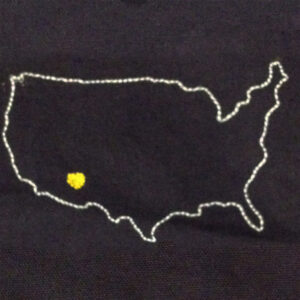 U.S. State outline appliqué design in several different styles and sizes. You pick one state & get 1 free. (e.g. buy Tennessee – get Texas)