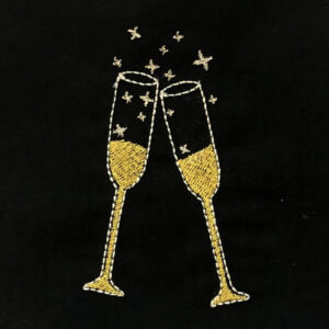 Clinking champagne glasses machine embroidery design