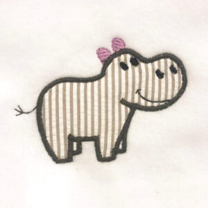 Sweet and friendly hippo appliqué design