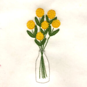 Simple flowers in vase machine embroidery design