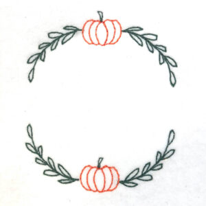 Pumpkin and vines border embroidery design
