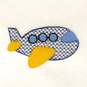 Airplane embroidery design with a light fill
