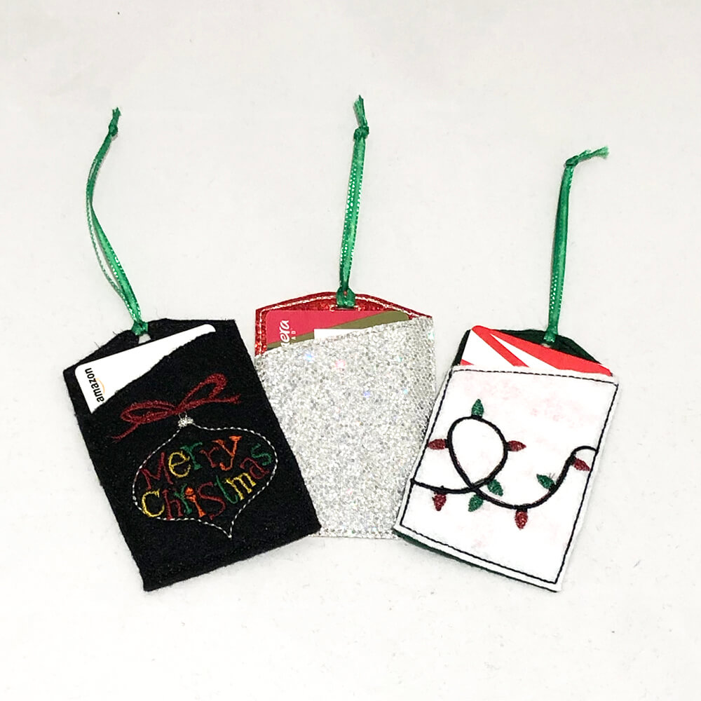 Holiday Gift Card Holders Bundle - Fits a 4x4 Hoop - Instant Downloadable  Machine Embroidery - Light Fill Stitch