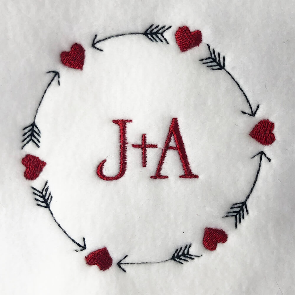 Modern love embroidery and appliqué design set 