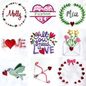 Simple and sweet valentine embroidery designs
