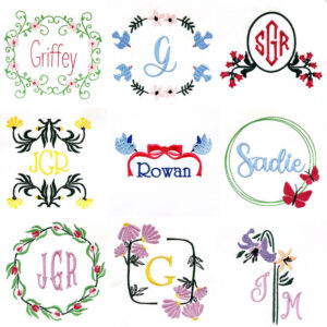 Delicate botanical wreaths, borders and frames design set