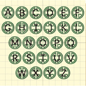 Preppy circle stamp embroidery font