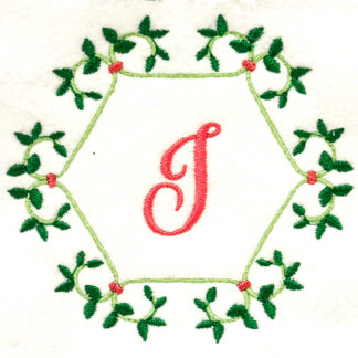 hexagon vines frame embroidery design