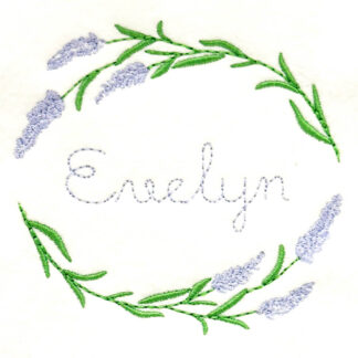 Lavender wreath embroidery design