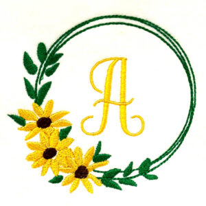 Sunflower wreath embroidery design