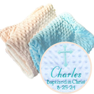 BLANKS BUNDLE: Christening blanket – minky blanket with cross appliqué design set