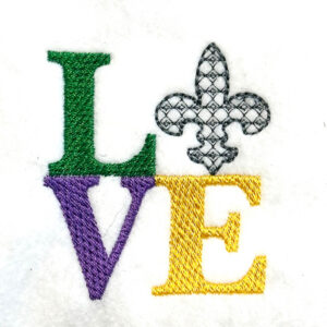 Love with Fleur De Lis Embroidery Design