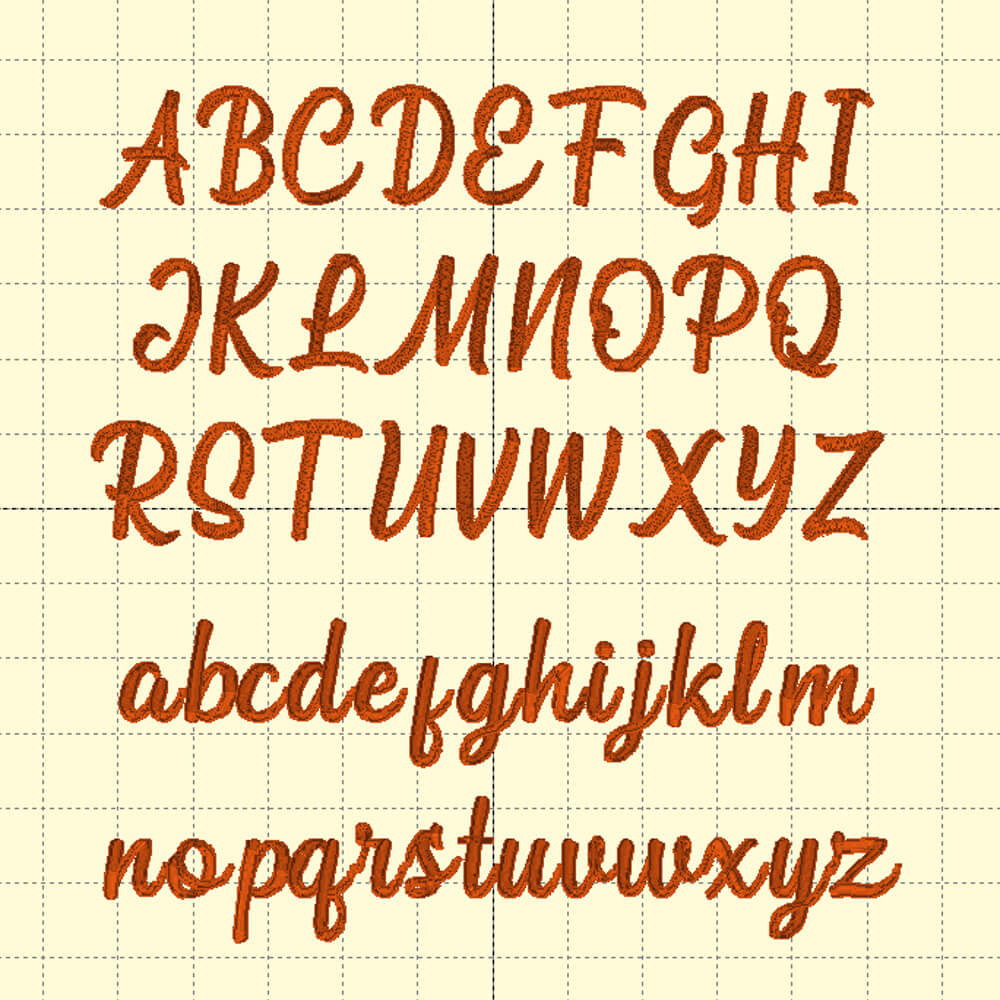 Marley Script Embroidery Font - all letters