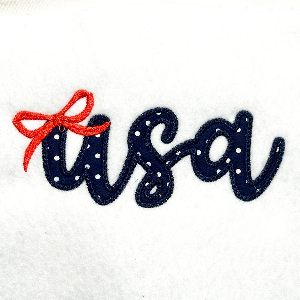 USA Script with Bow Appliqué Design