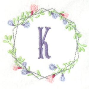 Double Hexagon Delicate Floral Frame Embroidery Design