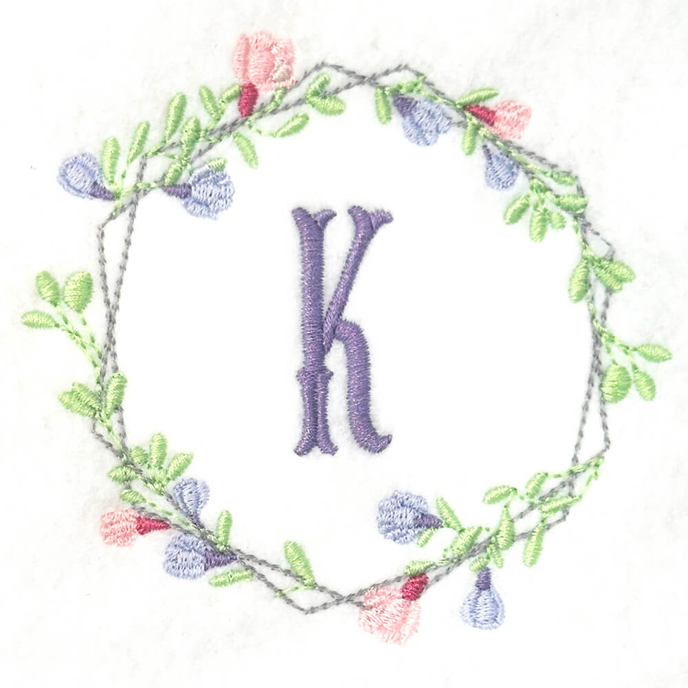 Double Hexagon Delicate Floral Frame Embroidery Design