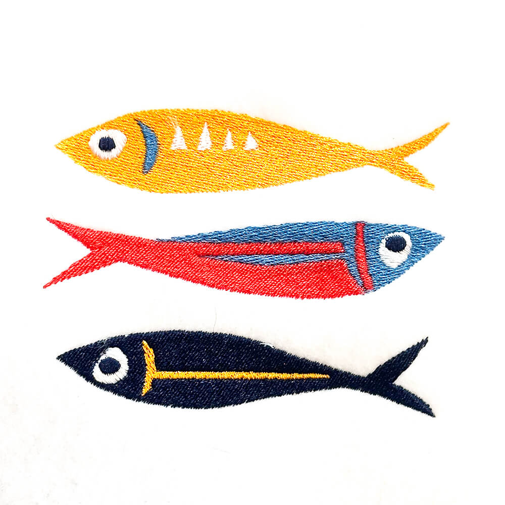 Modern Sardine Trio Embroidery Design