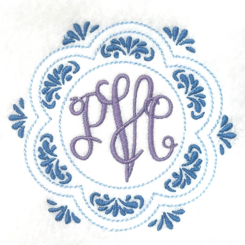 Scalloped Decorative Round Frame Embroidery Design