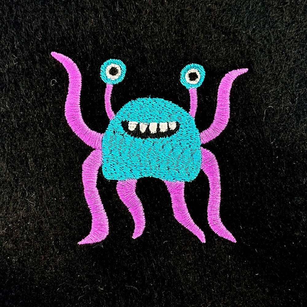 squid alien embroidery design