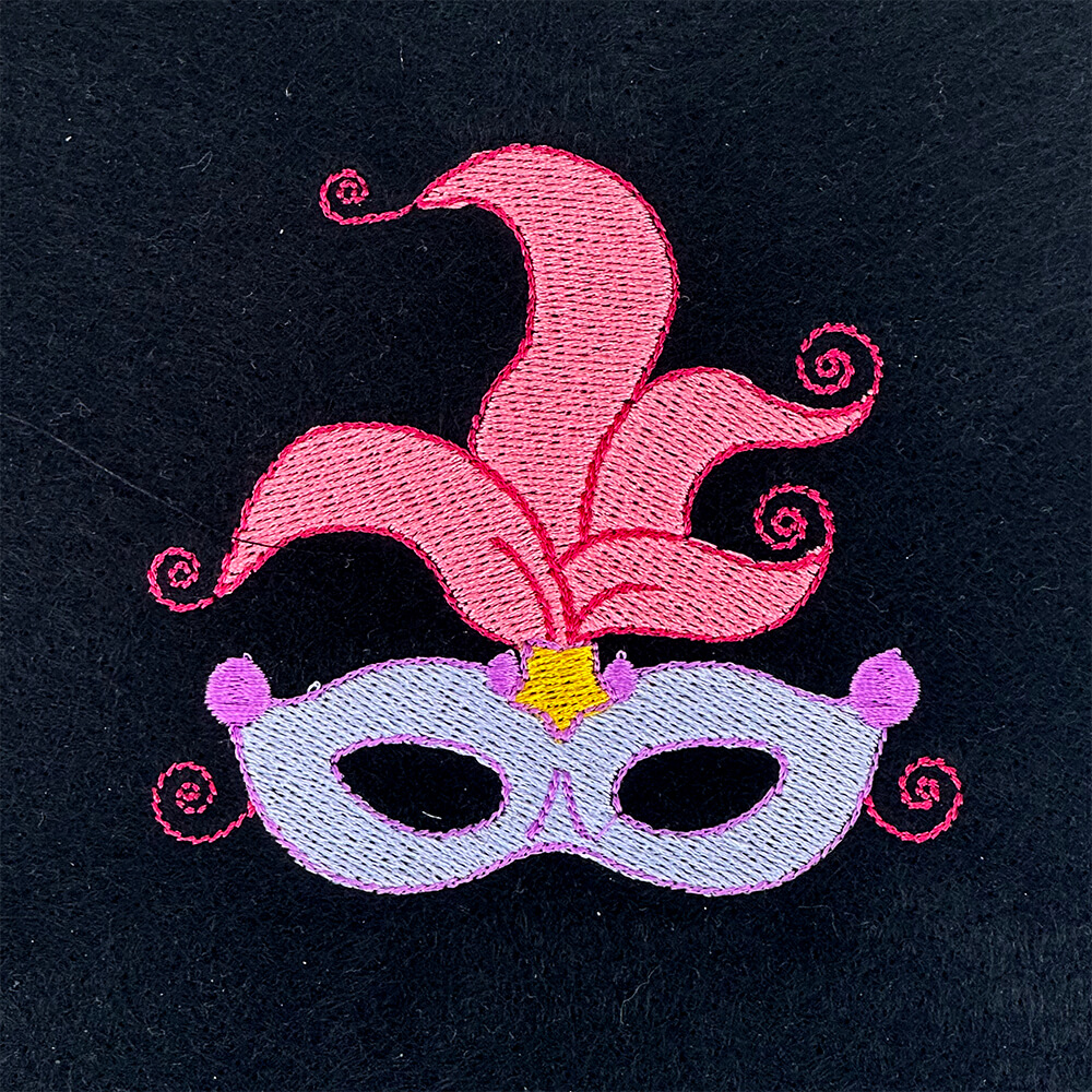 cute mask with swirls machine embroidery design