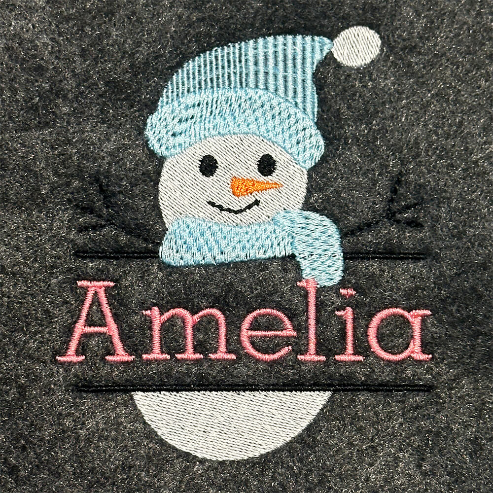 Split Snowman Embroidery Design