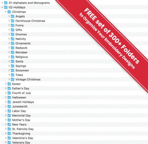 free set of 300+ folders to organize your embroidery deisgns