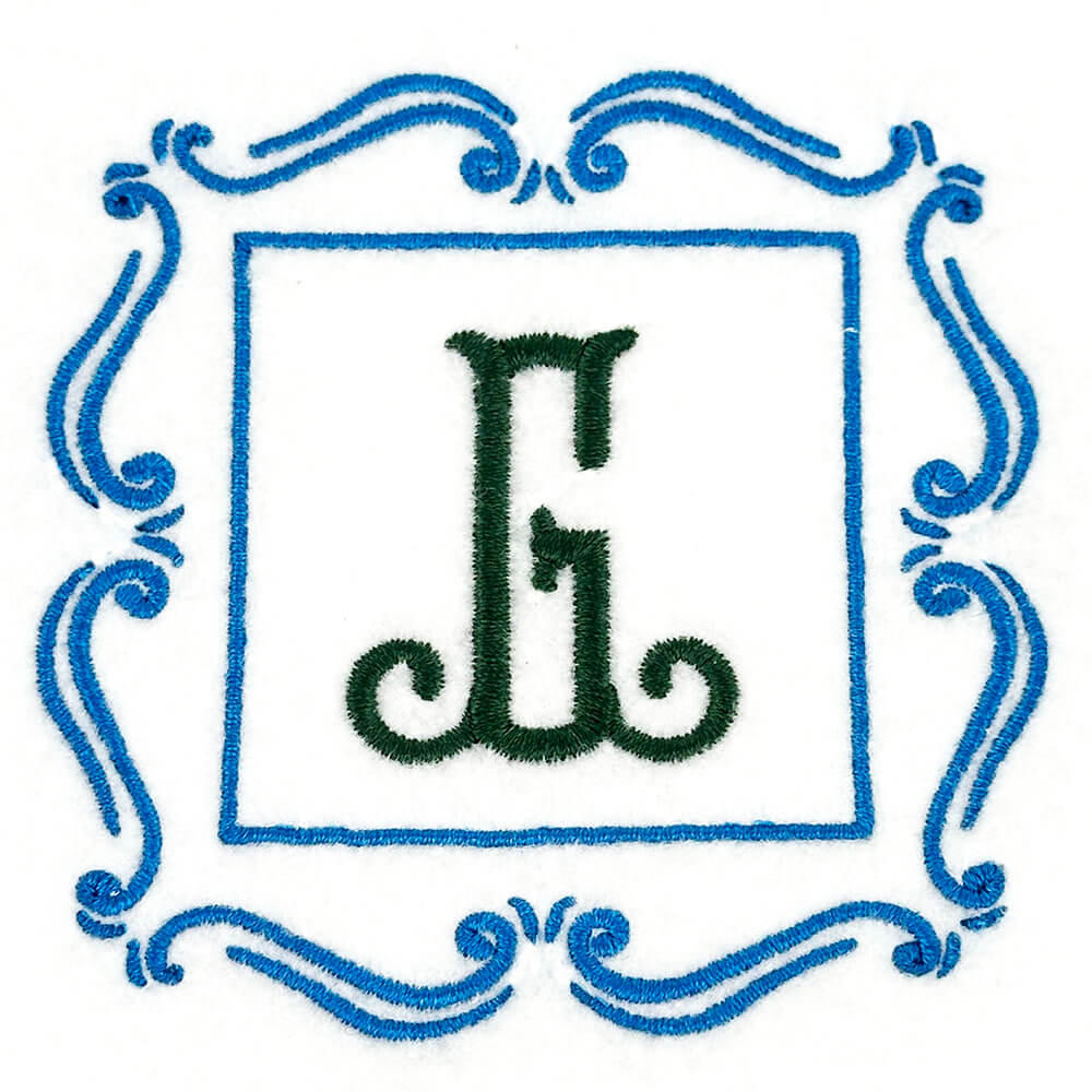 Square Frame with Swirls Embroidery Design