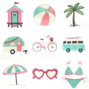 Vintage Beach Vibes embroidery design set