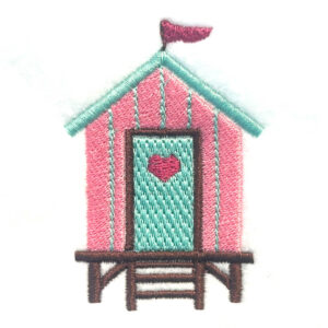 Retro Beach Changing House Embroidery Design
