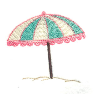 Retro Beach Umbrella Embroidery Design