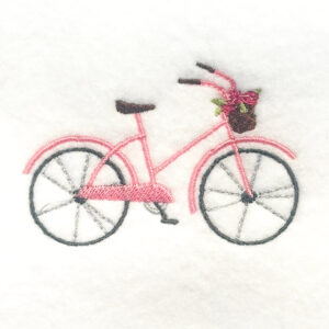 Retro Bicycle with Flowers in Basket Embroidery Design