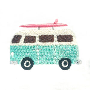 Retro Bus with Surfboard Embroidery Design