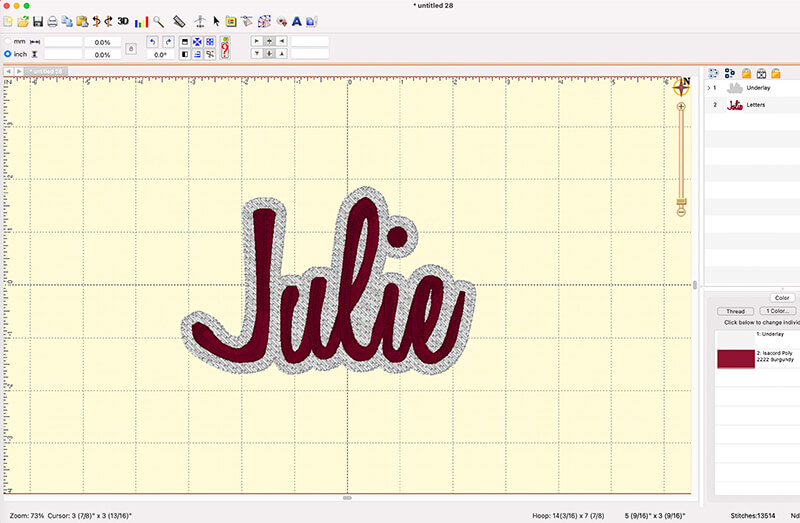 CREATE KNOCKDOWN STITCH AREAS