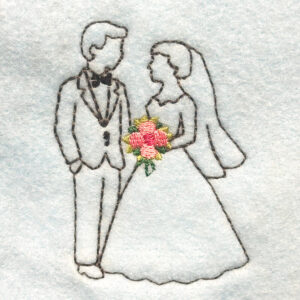 Bride and Groom Outline Embroidery Design