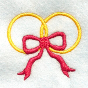 Pair of Wedding Rings with Bow Embroidery Design