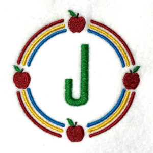 Rainbow Apple Frame Embroidery Design