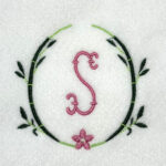 Mahjong Inspired Bamboo Oval Wreath Embroidery Design