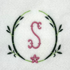 Mahjong Inspired Bamboo Oval Wreath Embroidery Design